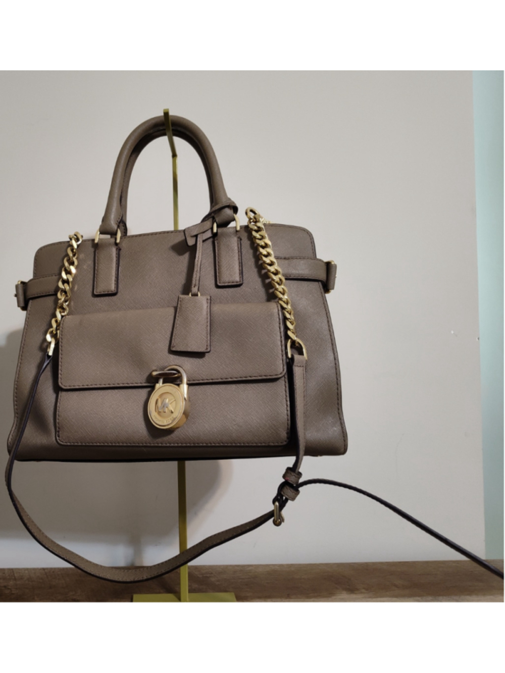 Women's Michael Kors Satchel Bag One Size Taupe Gold